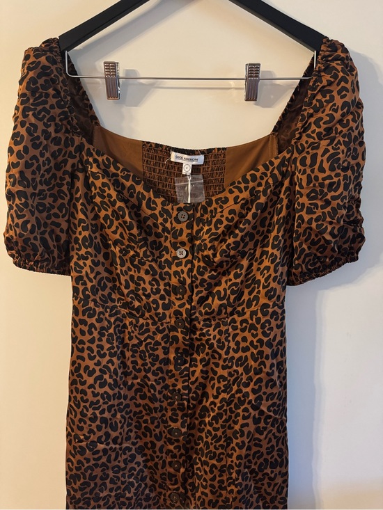Good American Dresses & Skirts - Good American Brown and Black Leopard-Print Button Midi Dress